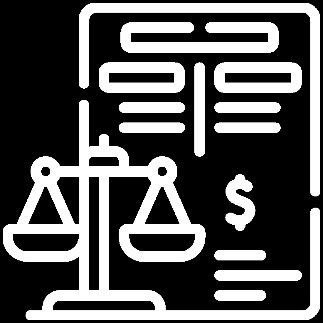 Scales of justice and financial document