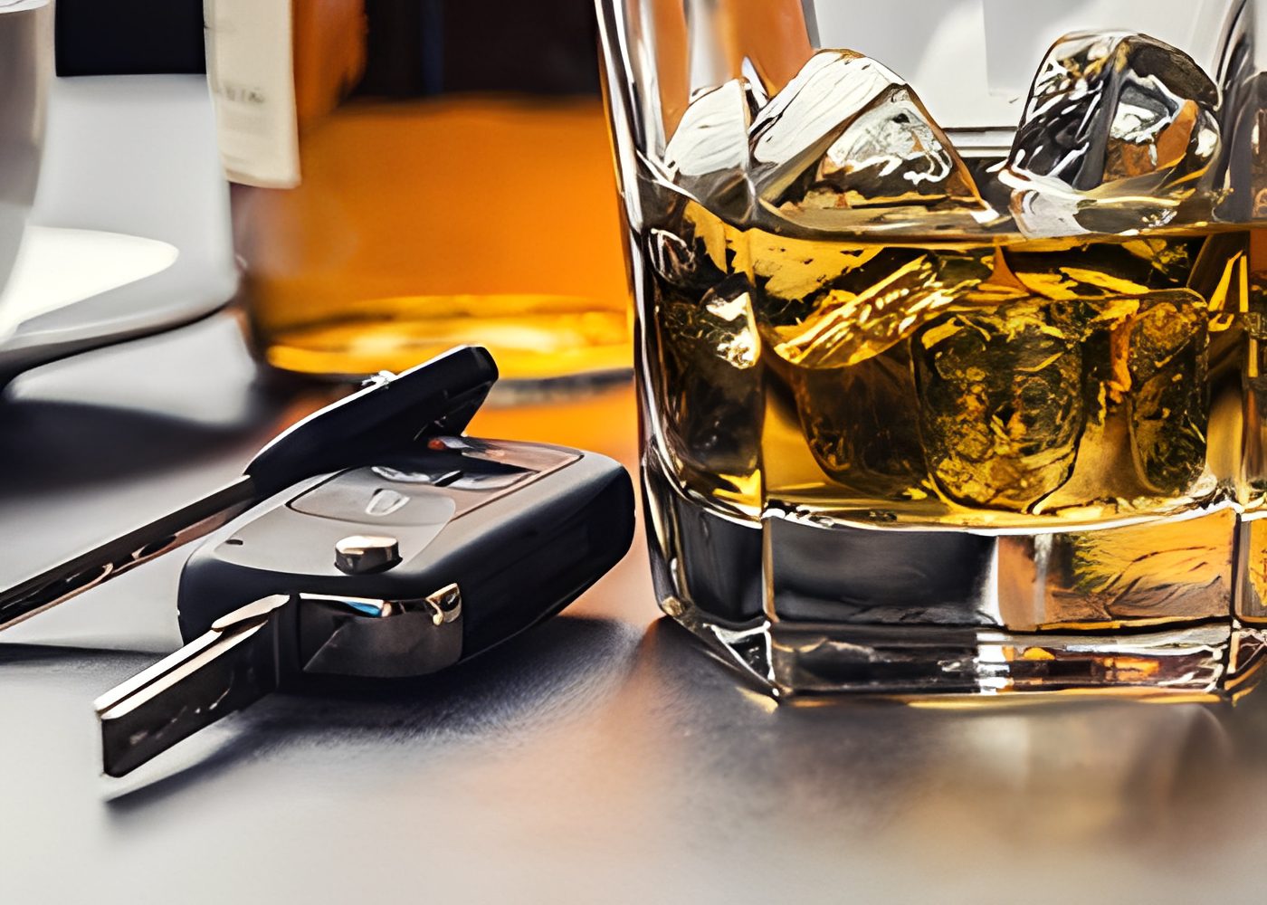 Whiskey glass with car keys