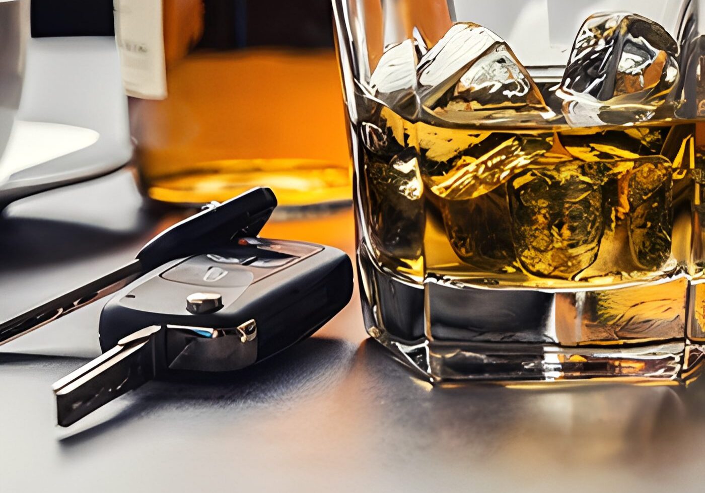Whiskey glass with car keys